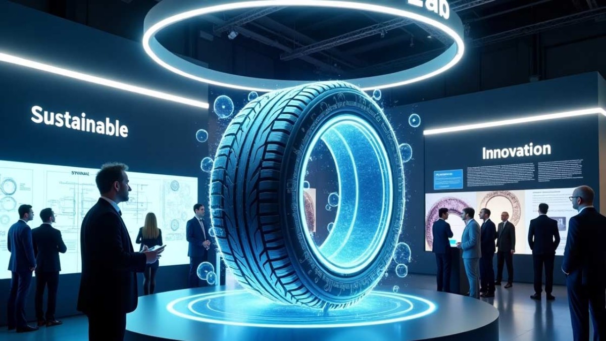 Image generated by AI depicting a blue glowing tyre.